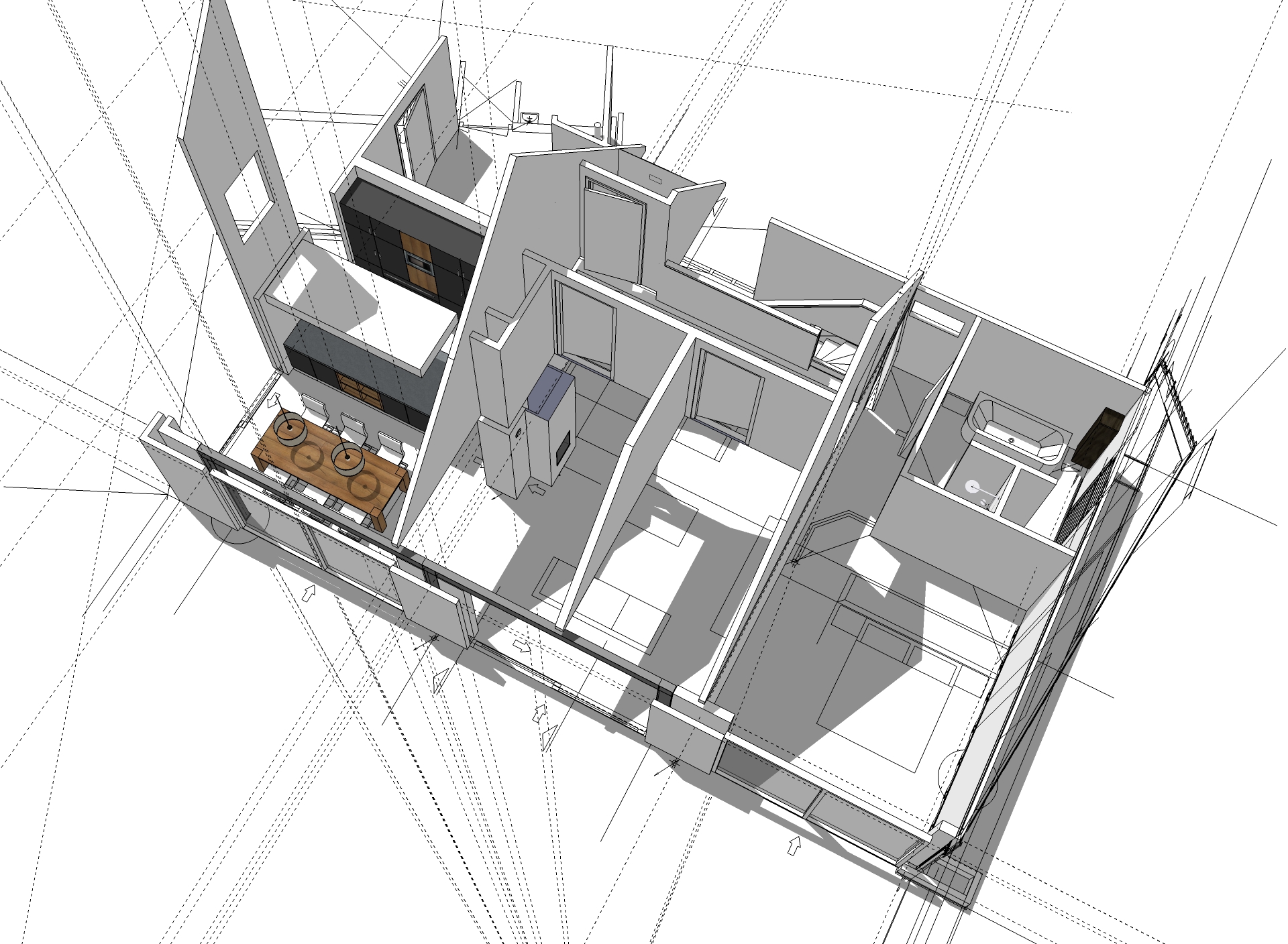 Een uitgewerkte woningplattegrond